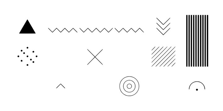 Collection of Abstract Geometric Shapes and Patterns, Simple Vector Elements for Design Featuring Shape, Pattern, Element