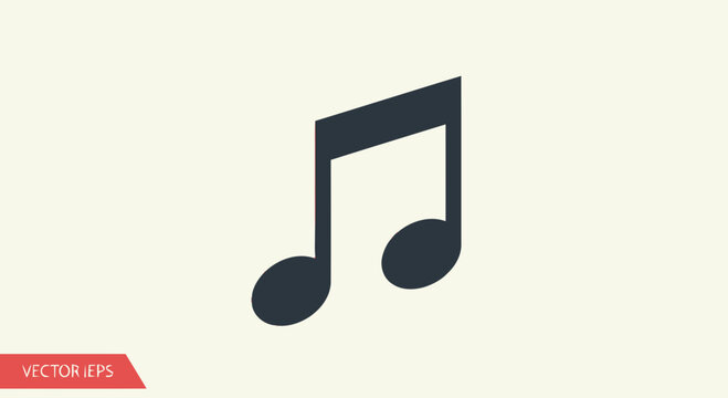 Black eighth note music symbol icon.