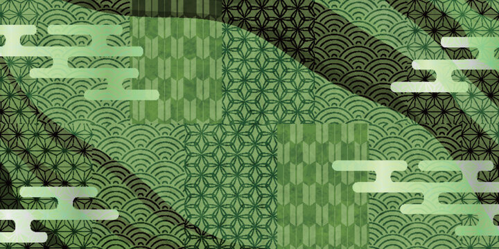 Elegant Japanese traditional green pattern background