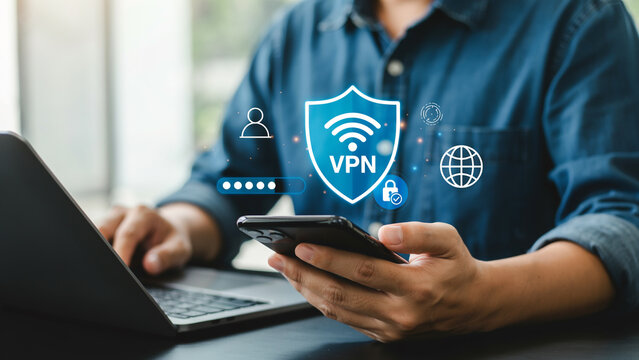Isometric gradient vpn illustration