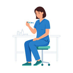 Fototapeta premium Nurse Checking Temperature With Digital Thermometer For Medical Health