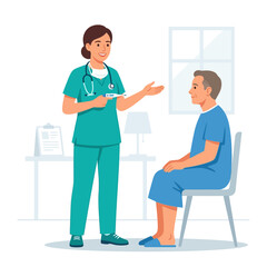 Obraz premium Nurse Checks Patient Temperature In Medical Examination Room