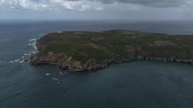 Cape of the Goat Crozon Peninsula timelapse motion lapse western Brittany, France aerial drone
