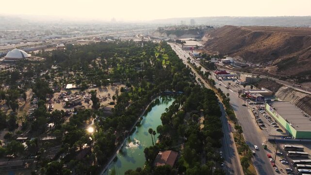 Parque Morelos de Tijuana vista a&eacute;rea en atardecer