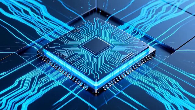Microchip with glowing circuitry