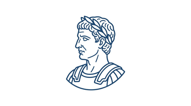 Ancient Roman Emperor Profile Illustration Drawing.