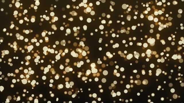 キラキラと豪華に輝く金色の光の粒子が広がるループ動画素材｜ Luxury glowing gold bokeh particles filling the screen seamless loop