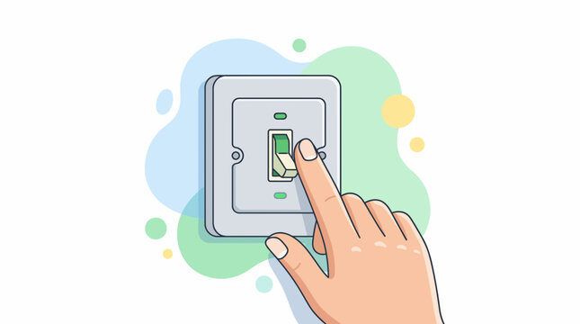 Energy Saving Concept Hand Switching Off Light Switch