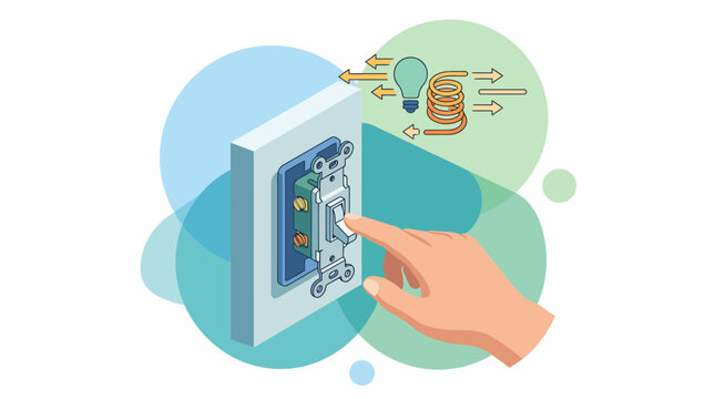 Energy Saving Concept with Hand Flipping Light Switch Vector