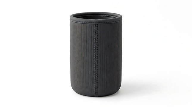 Black neoprene can cooler sleeve for beverage cans. koozie mockup psd