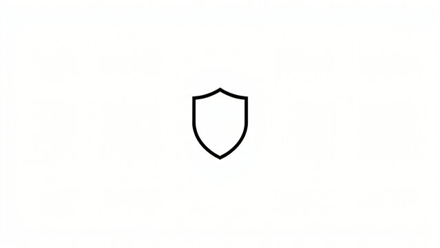  A minimal shield icon, centered, isolated on pure white background, flat vector style, no text, no emblem.