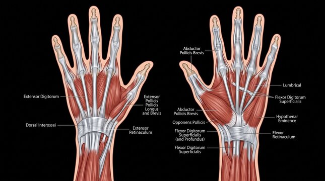 Human Hand Muscles and Tendons Anatomical Model
