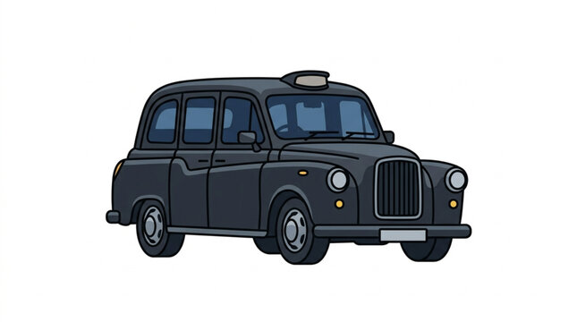 Classic Black London Taxi Cab Illustration.