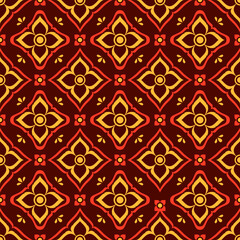 Fototapeta premium Traditional thai pattern background material gold and red color 