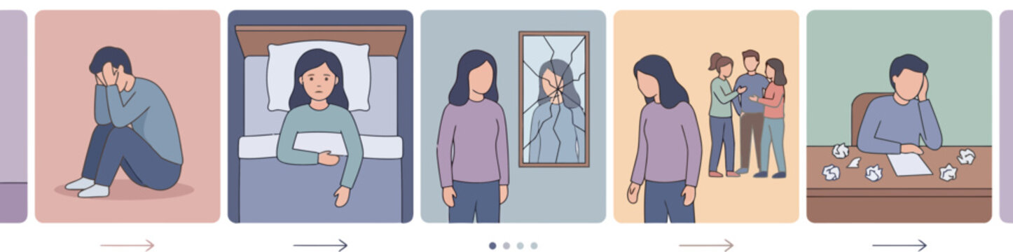 Mental Health Progression: Sadness, Insomnia, Self-Reflection, Social Anxiety, and Writer's Block
