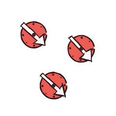 Fototapeta premium Direction sign with arrow symbol on red circle, isolated on transparent background