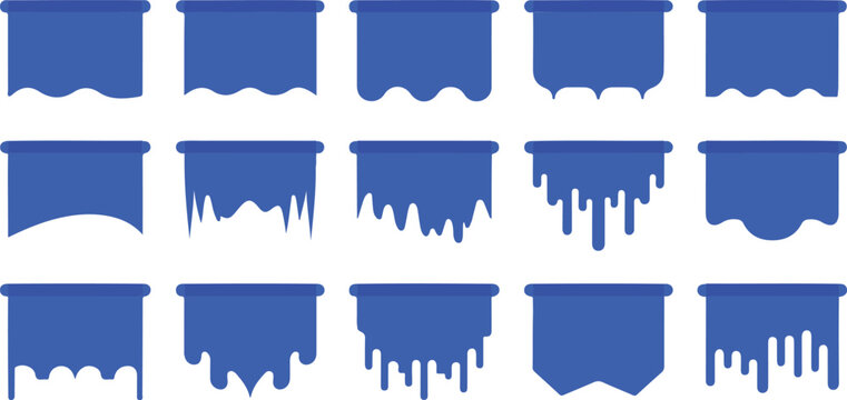 Vector illustration of dripping banner shapes with varied liquid effects including smooth, wavy, melting, and icicle patterns