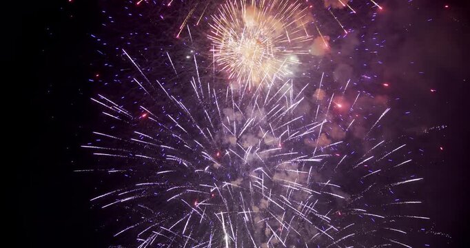 Dense Pink Sparks Radiating Outward, Full Frame, Night Sky In Provo, Utah