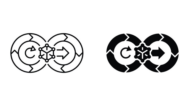 Software development cycle iteration icon set with software, development