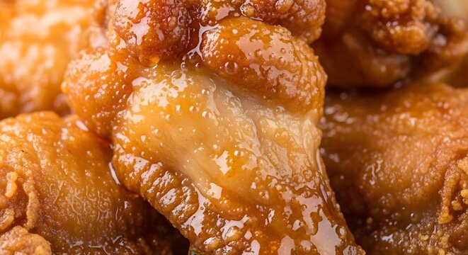 Crispy Honey Glazed Fried Chicken Wings Close-up