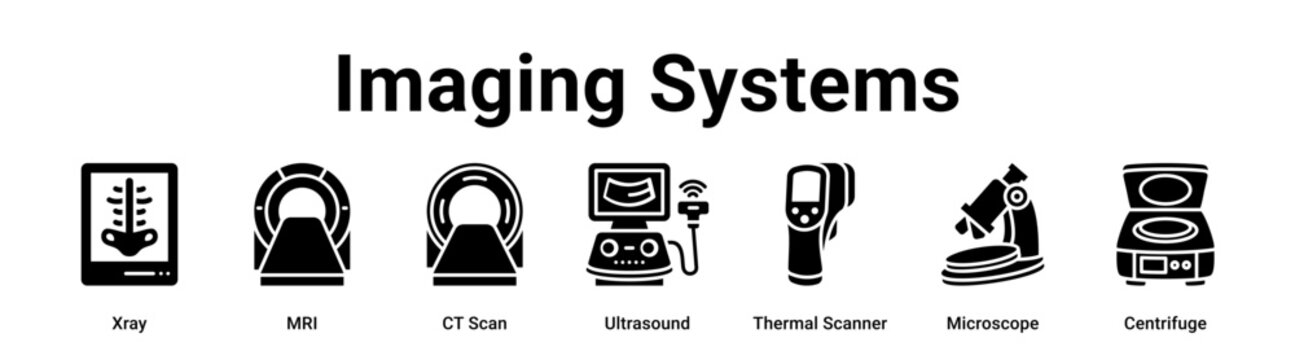 Imaging Systems web banner icon vector illustration concept for business with icon of Xray, MRI, CT Scan, Ultrasound, Thermal Scanner.