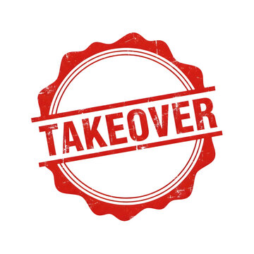 Red vintage takeover stamp with distressed edges