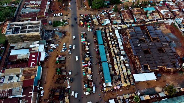 Rural settlement kenya kibera township soweto neighborhood village in kenya. poor roads and market kenya