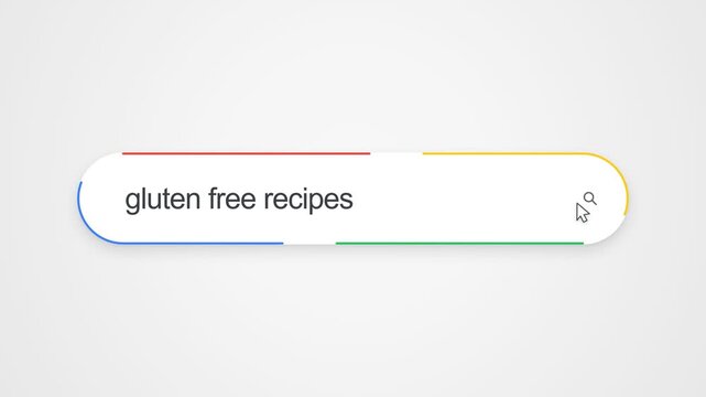 Gluten-Free Recipes On An Internet Search Engine On A Computer Interface. Online Food Discovery And Dietary Recipe. Close-up Shot