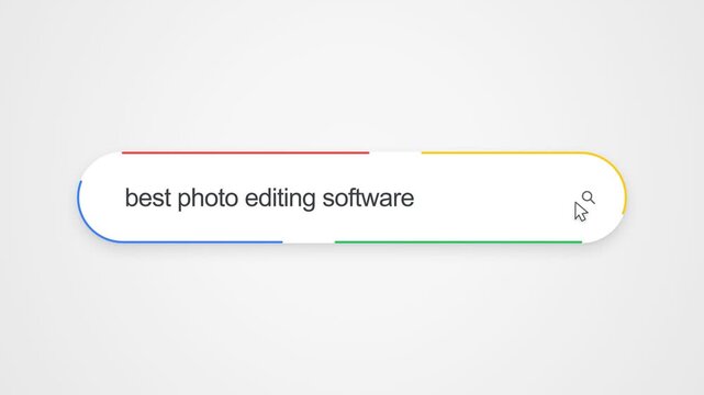 Typing Best Photo Editing Software Into An Internet Browser. Close-up Shot