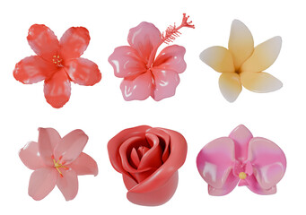 Summer Pastel Flowers Icon For Tropical 3D Render Collection © soli14e