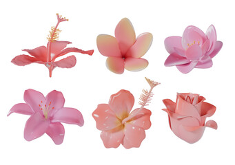 Summer Pink Flowers Icon For Tropical 3D Render Collection © soli14e