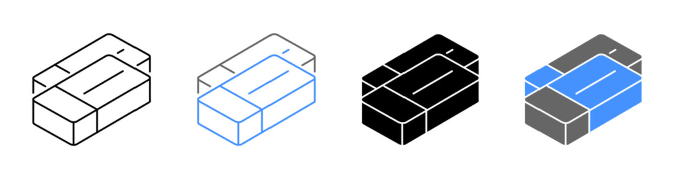 School Erasing Block Sketching Mistakes Cleaner Icon Set Vector Illustration
