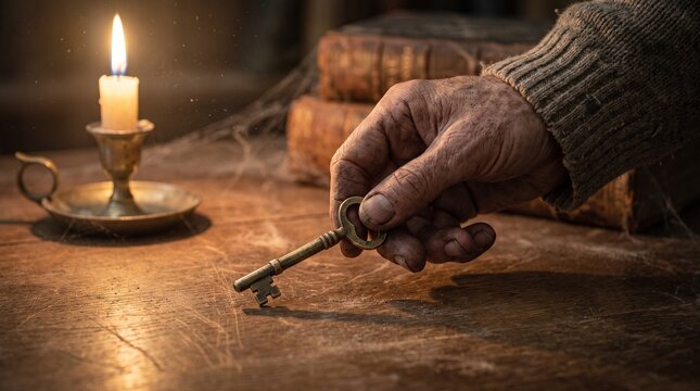Hand picking up skeleton key