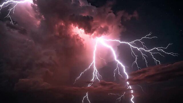Dramatic Thunderstorm with Lightning and Dark Clouds