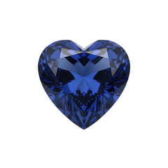 Fototapeta premium A single heart shaped blue sapphire gemstone with intricate facets on a white background under soft studio lighting romantic luxury concept