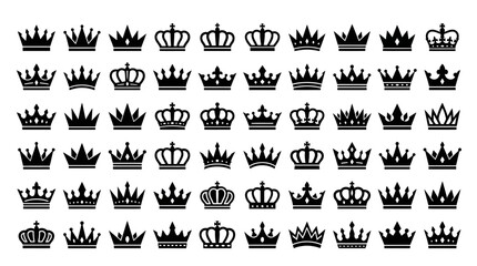 Collection of Various Royal Crown Icons and Heraldic Symbols for Graphic Design © matahari