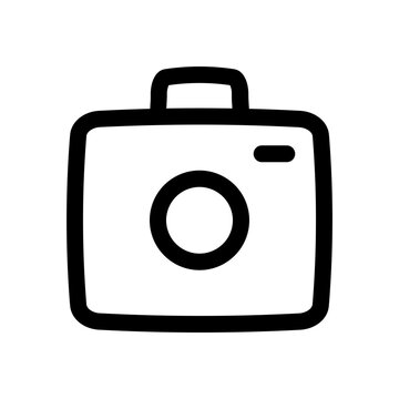 Flat design minimalist black and white camera icon isolated on transparent background