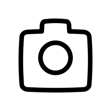 Minimalist Black and White Camera Icon on Isolated Background Flat Design