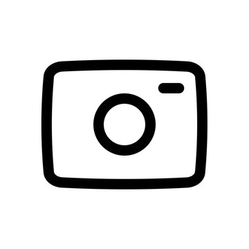 Minimalist flat design digital camera icon isolated on white background