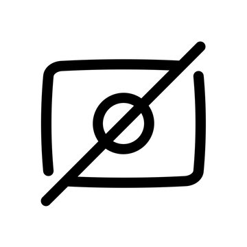 Prohibited Digital Camera Icon on Minimalist Screen with Diagonal Line Overlay