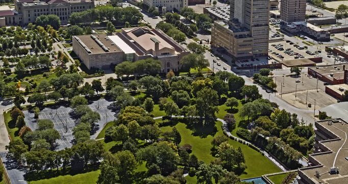 Omaha Nebraska Aerial v17 cinematic birds eye view of downtown cityscape and green urban development - Shot with Inspire 2, X7 camera - August 2020