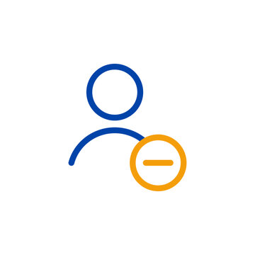 Unfollow icon in blue and orange Outline Dual Tone symbol for removing subscription