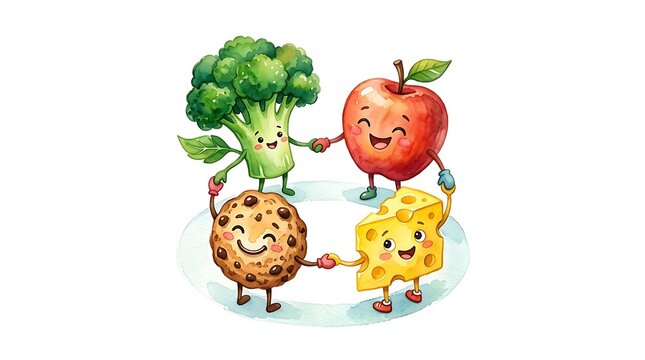 Friendship day best friends forever broccoli apple cookie and cheese unite