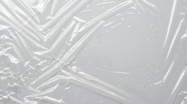 background with clear plastic wrap texture, wrinkled cellophane overlay, glossy reflections