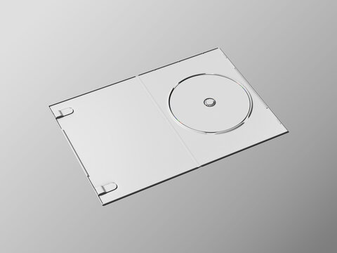 Blank DVD case with disc mockup isometric view