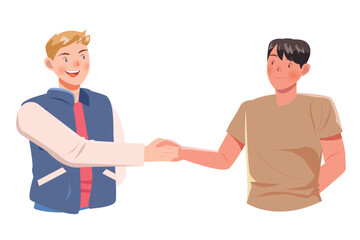 Fototapeta premium Two men shaking hands teamwork collaboration for SaaS Dashboard