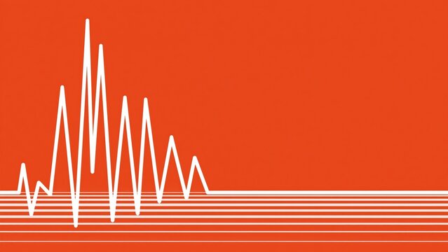 Minimalist graphic of white heartbeat line flatlining on red.