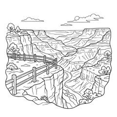 Fototapeta premium Grand Canyon National Park Lookout Coloring Page for Kids