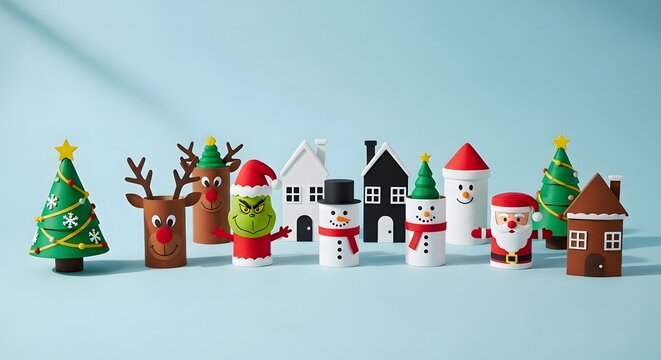 Toilet paper roll christmas characters and decorations