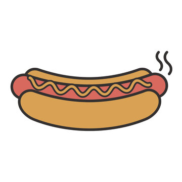 Hot dog with mustard and steam